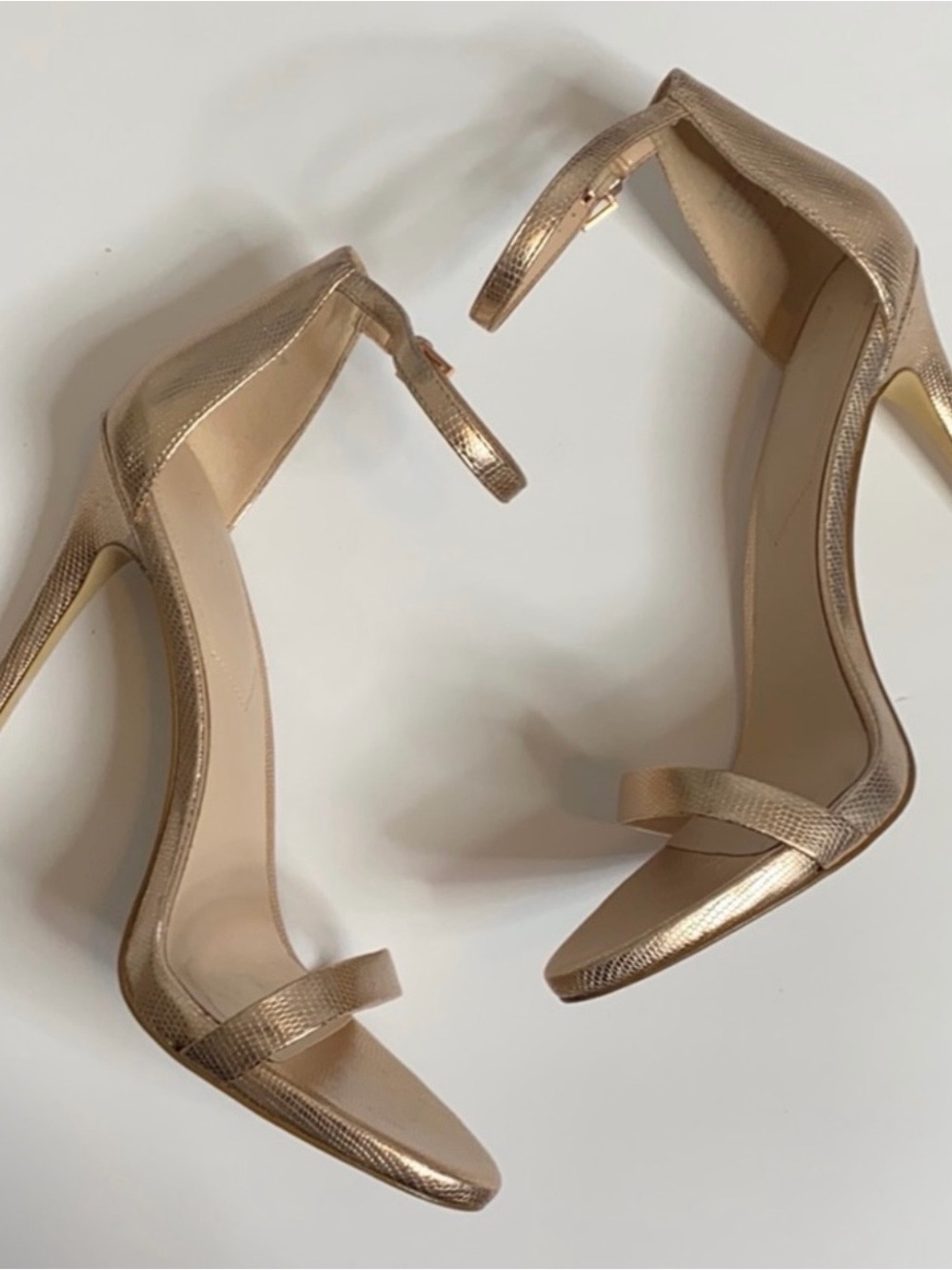 Aldo Metallic Gold Ankle-Strap Stiletto Sandals